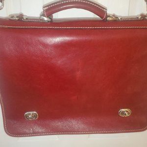 Red Leather Italian Briefcase/ Laptop/ Messenger Bag